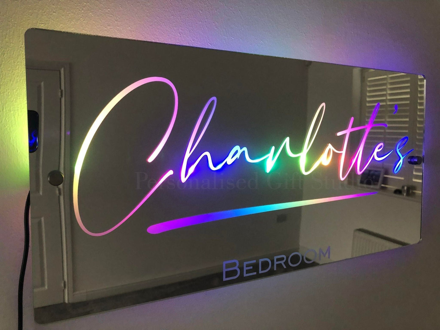 Personalized name mirror - illuminating mirror
